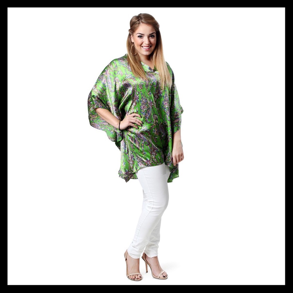 AMRITA SINGH Rebecca Silk Caftan Tunic Dress - Picture 2 of 2